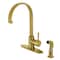 Gourmetier LS8713DLSP Single-Handle Kitchen Faucet with Side Sprayer, Brushed Brass LS8713DLSP - alternate 1